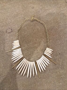 Cv designs Gold-Tone Necklace with Ivory Spike Accents